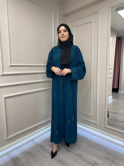 Zigay 1005 Petrol İç Elbiseli Abaya Takım