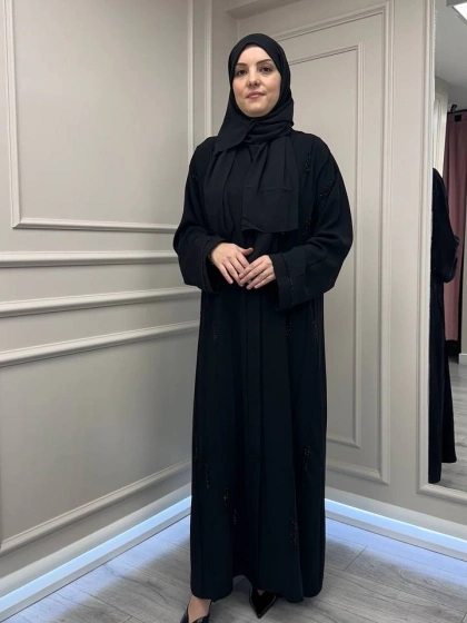 Zigay 1005 Siyah İç Elbiseli Abaya Takım