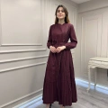 Misswhence 39807 Bordo Fermuar Ve Güpür Detaylı Elbise