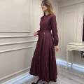 Misswhence 39807 Bordo Fermuar Ve Güpür Detaylı Elbise