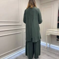 Misswhence 39208 Yeşil Tunik Arkası Yırtmaçlı Takım