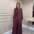 Misswhence 39208 Bordo Tunik Arkası Yırtmaçlı Takım