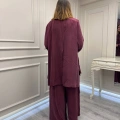 Misswhence 39208 Bordo Tunik Arkası Yırtmaçlı Takım