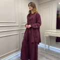 Misswhence 39208 Bordo Tunik Arkası Yırtmaçlı Takım