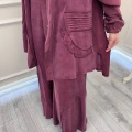 Misswhence 39208 Bordo Tunik Arkası Yırtmaçlı Takım