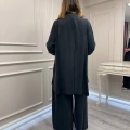 Misswhence 39208 Siyah Tunik Arkası Yırtmaçlı Takım
