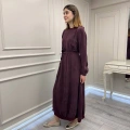 Misswhence 39800 Bordo Dikiş Detaylı Elbise