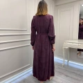Misswhence 39800 Bordo Dikiş Detaylı Elbise