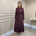 Misswhence 39800 Bordo Dikiş Detaylı Elbise