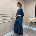 Misswhence 39002 İndigo Tunik Etek Takım