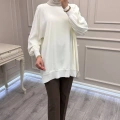 Ghisa 3630T4321 Ekru Kolları Merserize Detaylı Tunik