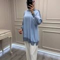 Ghisa 3630T4321 Mavi Kolları Merserize Detaylı Tunik