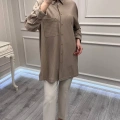Ghisa 3610T4299 Bej Çizgi ve Cep Detaylı Tunik