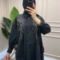 Ghisa 3610T4170B Siyah Taş İşlemeli Tunik