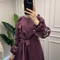 Nuss Triko 26Y2053 Bordo Nakış İşleme Detaylı Elbise