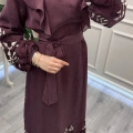 Nuss Triko 26Y2053 Bordo Nakış İşleme Detaylı Elbise