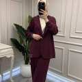 Ceremony 26Y938 Bordo Kolu Arma Detaylı Ceketli Modal Takım