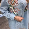Ghisa 3611G4433 Mavi Nakış İşlemeli Gömlek