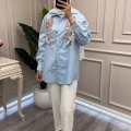 Ghisa 3611G4433 Mavi Nakış İşlemeli Gömlek