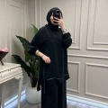 Misswhence 39009 Siyah Fermuar Detaylı Tunik Takım