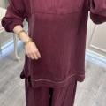 Misswhence 39009 Bordo Fermuar Detaylı Tunik Takım