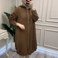Misswhence 39406 Kahverengi Kapüşonlu Kap