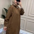 Misswhence 39406 Kahverengi Kapüşonlu Kap