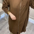 Misswhence 39406 Kahverengi Kapüşonlu Kap