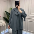 Ghisa 3610T9359 Koyu Gri Şal Yaka Detaylı Takım