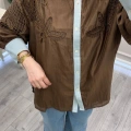 Ghisa 3611G4435 Kahve Denim Detaylı Gömlek