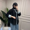 Ghisa 3611G4435 Siyah Denim Detaylı Gömlek