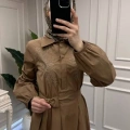 Nuss Triko 26Y2040 Camel Kemerli Gömlek Elbise