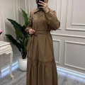 Nuss Triko 26Y2040 Camel Kemerli Gömlek Elbise