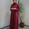 Miss Dalida 2264260 Cherry Önü Cepli Basic Keten Elbise