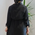 Miss Dalida 2268329 Siyah Fermuarlı Beli Büzgülü Cupro Ceket