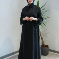 Miss Dalida 2268329 Siyah Fermuarlı Beli Büzgülü Cupro Ceket