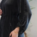 Miss Dalida 2268329 Siyah Fermuarlı Beli Büzgülü Cupro Ceket