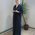 Miss Dalida 2268285 Lacivert Yakasız Yırtmaç Detaylı Keten Ceket