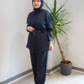 Miss Dalida 2266256 Lacivert Gizli Patlı Omuz Detaylı Keten Gömlek
