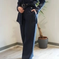 Miss Dalida 2267251 Lacivert Beli Lastikli Bol Paça Keten Pantolon