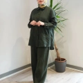 Miss Dalida 2267251 Haki Beli Lastikli Bol Paça Keten Pantolon