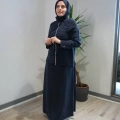 Miss Dalida T26Y-8212-2013 Lacivert Fermuarlı Şık Cupro Ceket Etek Takım