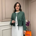 Ceremony 5899 Turmalin Yeşil Etek Ucu Ve Kolları Büzgülü Önden Fermuarlı Ceket