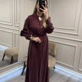 Clande CL25025011 Bordo Broş Detaylı Elbise