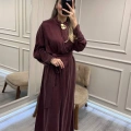 Clande CL25025011 Bordo Broş Detaylı Elbise