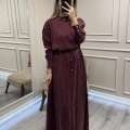 Clande CL25055006 Bordo Yaka Detaylı Elbise