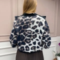 Ghisa 25YÖRHRK3096 Bej Leopar Desenli Kısa Hırka