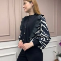 Ghisa 25YÖRHRK3096 Siyah Zebra Desenli Kısa Hırka