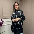 Ghisa 25YÖRTNK4016 Siyah Çiçek Desenli Tunik