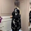 Ghisa 25YÖRTNK4016 Siyah Çiçek Desenli Tunik